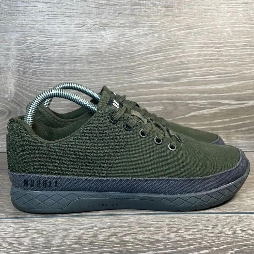 Nobull Canvas Trainer Women’s Sz 8.5 Low Top Lace Up Moss Green Gray Sneakers